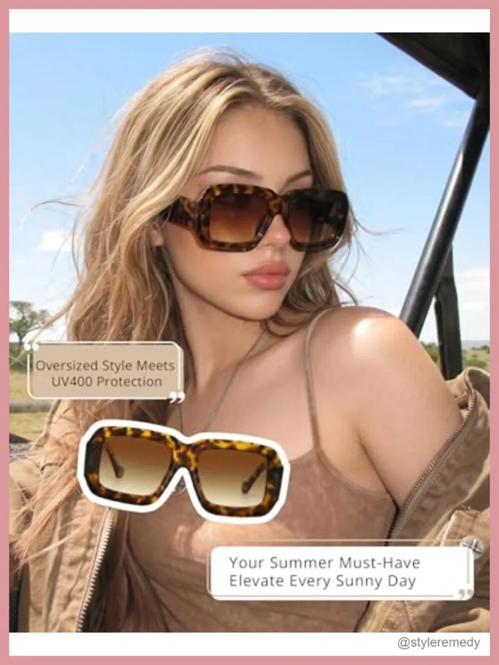 Oversized Chunky Square Sunglasses UV400 Women Designer Shades